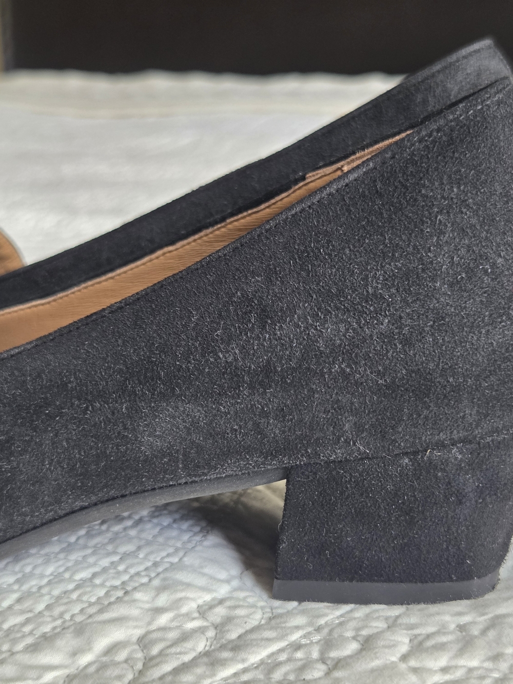 Aquatalia Suede Loafer Pump Low Block Heel - Picture 5 of 9